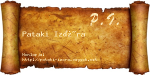 Pataki Izóra névjegykártya